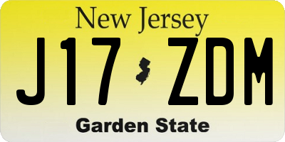 NJ license plate J17ZDM