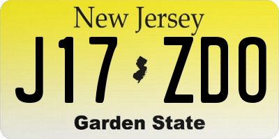 NJ license plate J17ZDO