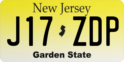 NJ license plate J17ZDP