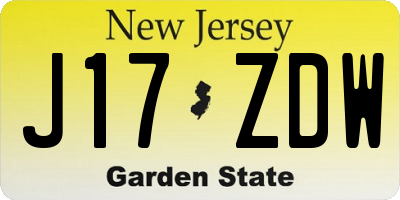 NJ license plate J17ZDW