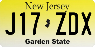 NJ license plate J17ZDX