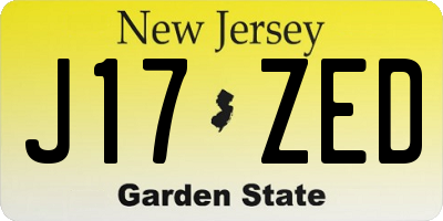 NJ license plate J17ZED