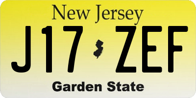 NJ license plate J17ZEF