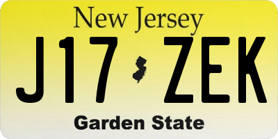 NJ license plate J17ZEK