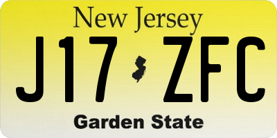 NJ license plate J17ZFC