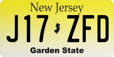 NJ license plate J17ZFD