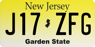 NJ license plate J17ZFG