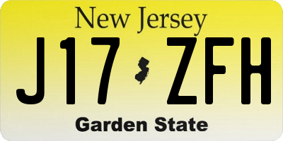 NJ license plate J17ZFH