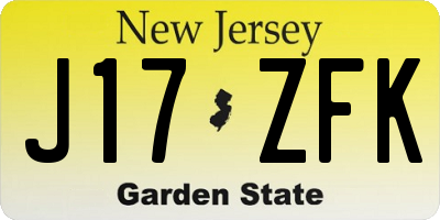 NJ license plate J17ZFK