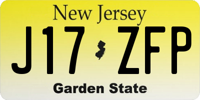 NJ license plate J17ZFP