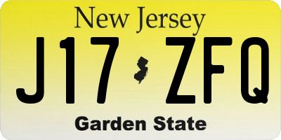 NJ license plate J17ZFQ