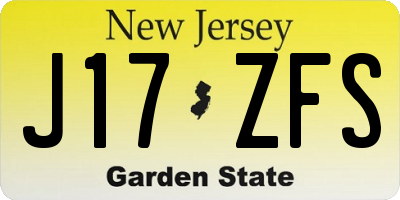 NJ license plate J17ZFS