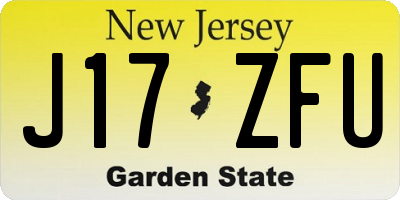 NJ license plate J17ZFU