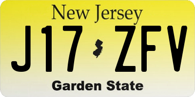 NJ license plate J17ZFV