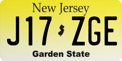 NJ license plate J17ZGE