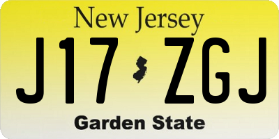 NJ license plate J17ZGJ