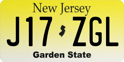 NJ license plate J17ZGL