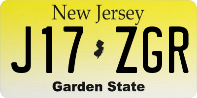 NJ license plate J17ZGR