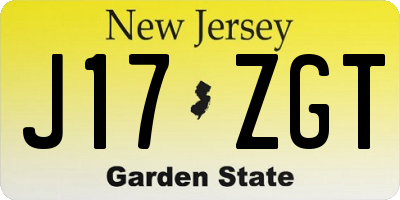 NJ license plate J17ZGT