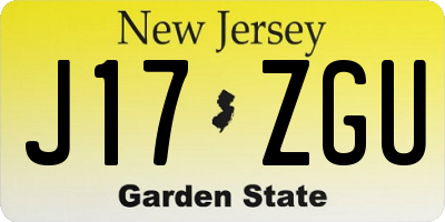 NJ license plate J17ZGU