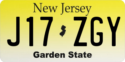NJ license plate J17ZGY