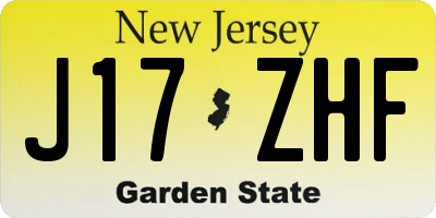 NJ license plate J17ZHF