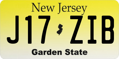NJ license plate J17ZIB