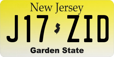 NJ license plate J17ZID