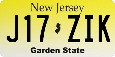 NJ license plate J17ZIK