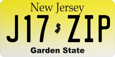 NJ license plate J17ZIP