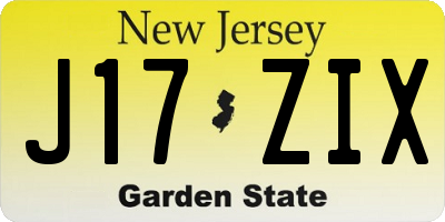 NJ license plate J17ZIX