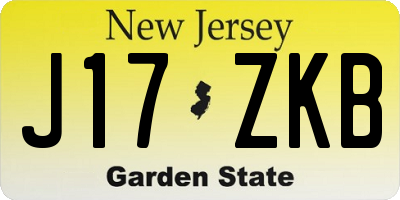 NJ license plate J17ZKB