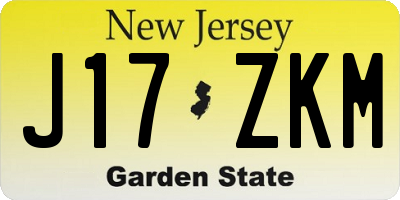 NJ license plate J17ZKM