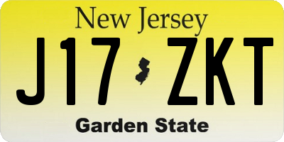 NJ license plate J17ZKT