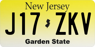 NJ license plate J17ZKV
