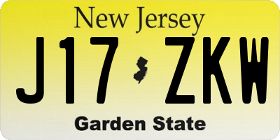 NJ license plate J17ZKW