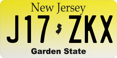 NJ license plate J17ZKX