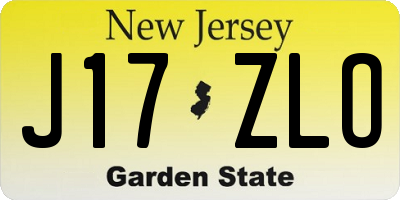 NJ license plate J17ZLO