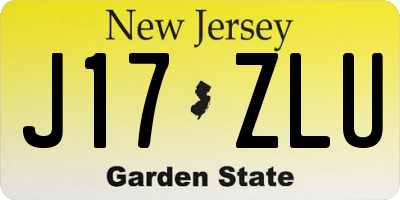 NJ license plate J17ZLU