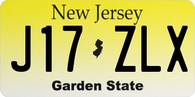 NJ license plate J17ZLX