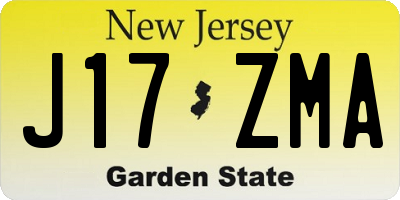 NJ license plate J17ZMA