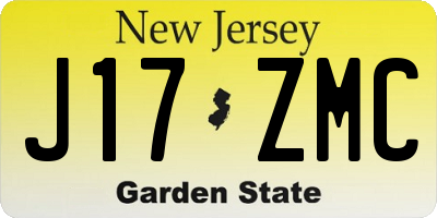 NJ license plate J17ZMC