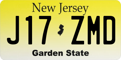 NJ license plate J17ZMD