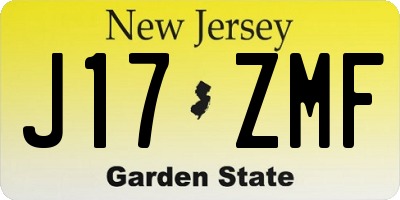 NJ license plate J17ZMF