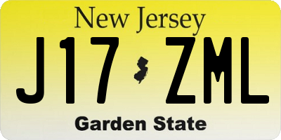 NJ license plate J17ZML