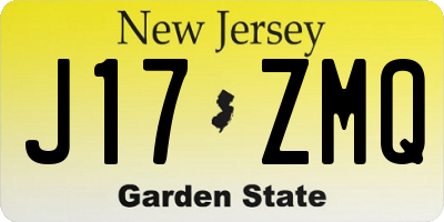 NJ license plate J17ZMQ