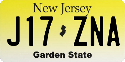 NJ license plate J17ZNA