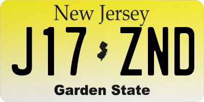 NJ license plate J17ZND