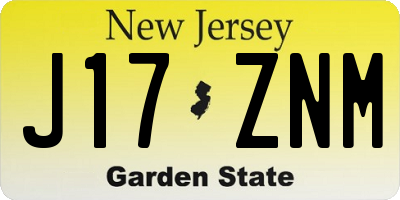 NJ license plate J17ZNM