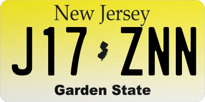 NJ license plate J17ZNN